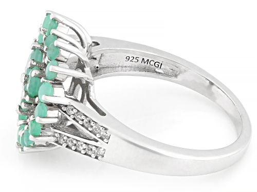 Pre-Owned 0.66ctw Emerald with 0.17ctw White Zircon Rhodium Over Sterling Silver Ring - Size 7