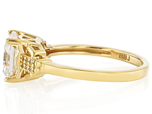 Pre-Owned 3.38ct Snowflake Cut Strontium Titanate with 0.11ctw Zircon 18k Yellow Gold Over Silver Ri - Size 7