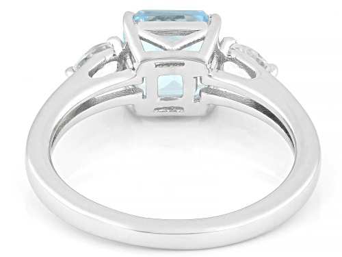 Pre-Owned 1.80ct Asscher Cut Glacier Topaz™ With 0.32ctw White Topaz Rhodium Over Sterling Silver Ri - Size 7