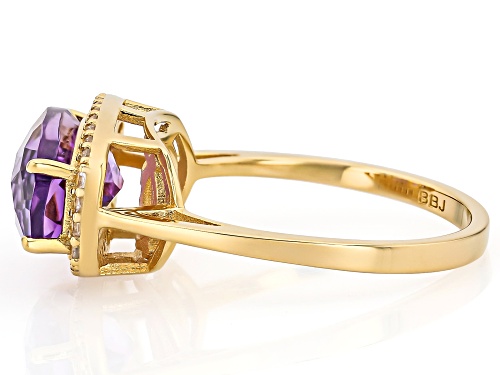 Pre-Owned 3.23ct Canela Amethyst with 0.26ctw White Zircon 18k Yellow Gold Over Sterling Silver Ring - Size 8