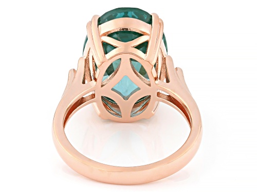 Pre-Owned 10.15ct Oval Lab Created Green Spinel 18k Rose Gold Over Sterling Silver Solitaire Ring - Size 9