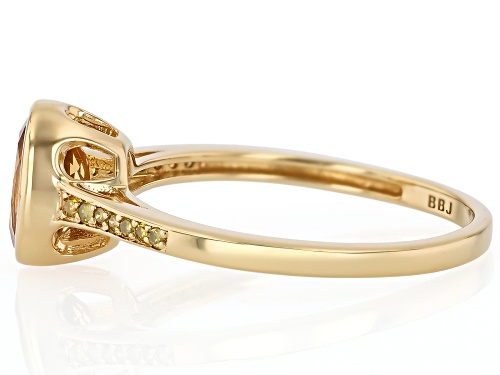 Pre-Owned 0.98ct Citrine With 0.06ctw Yellow Diamond 18k Yellow Gold Over Sterling Silver Ring - Size 8