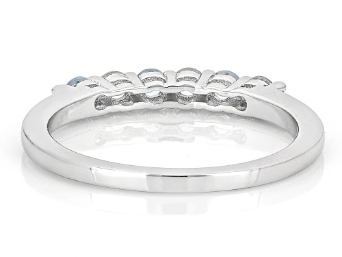 Pre-Owned 0.15ctw Ofiki Aquamarine with 0.28ctw White Zircon Rhodium Over Sterling Silver Ring - Size 6