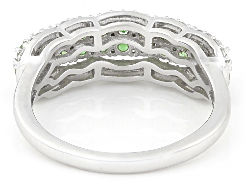 Pre-Owned 0.75ctw Tsavorite with 0.29ctw White Zircon Rhodium Over Sterling Silver Ring - Size 8