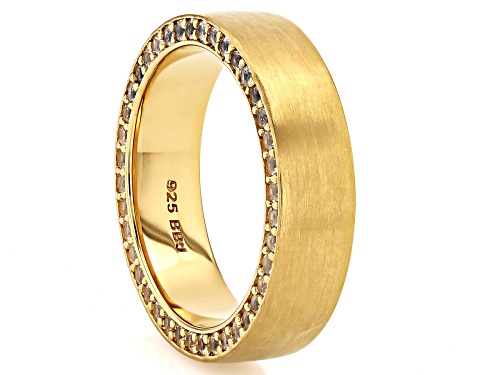 Pre-Owned 1.36ctw Lab Created White Sapphire 18k Yellow Gold Over Sterling Silver Matte Finish Weddi - Size 13