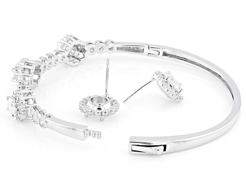 Pre-Owned Bella Luce® 10.00ctw White Diamond Simulant Rhodium Over Brass Bracelet and Stud Earring S