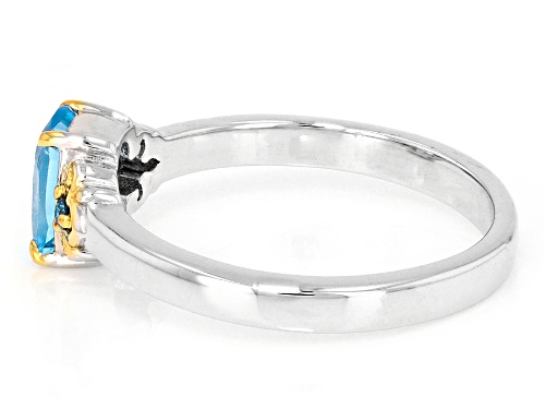 Pre-Owned 1.02ct Swiss Blue Topaz with 0.02ctw Prazana® Lab Grown Diamonds Rhodium & 18k Gold Over S - Size 6