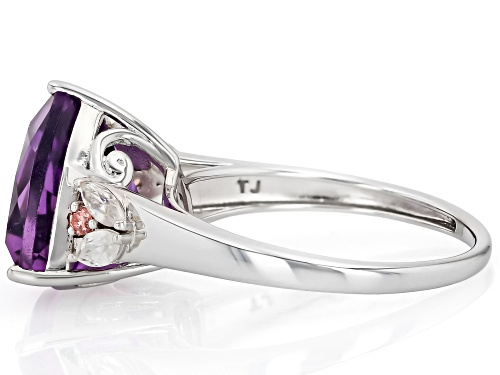 Pre-Owned 4.67ct Canela Amethyst with 0.41ctw Prazana® Lab Grown Diamonds & Zircon Rhodium Over Silv - Size 12
