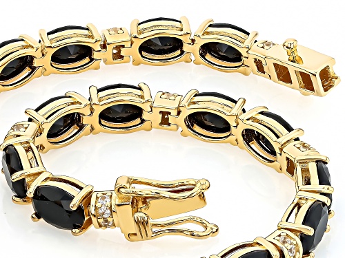 Pre-Owned 4.19ctw Black Spinel With 0.22ctw White Zircon 18k Yellow Gold Over Sterling Silver Bracel - Size 7.25