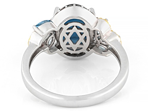 Pre-Owned 10x8mm London Blue With .52ctw Swiss Blue Topaz & Zircon Rhodium & 18K Gold Over Silver Ri - Size 10
