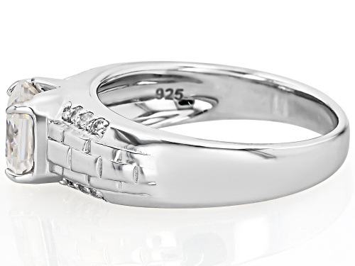 Pre-Owned 2.42ct Asscher Cut Strontium Titanate With 1.02ctw White Zircon Rhodium Over Silver Rolex - Size 10