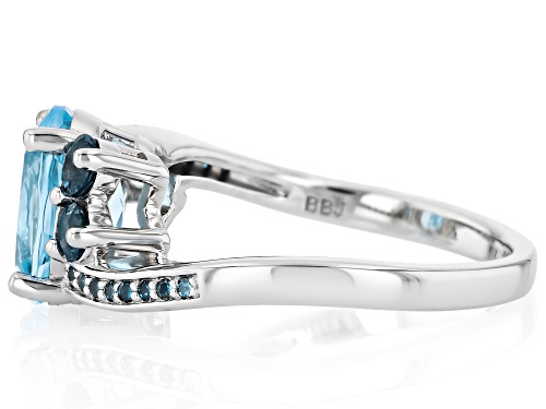 Pre-Owned 3.24ct Glacier Topaz™, 0.50ctw London Blue Topaz & 0.07ctw Blue Diamond Rhodium Over Silve - Size 6