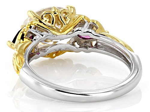 Pre-Owned MOISSANITE FIRE® 3.00CT DEW AND GRAPE GARNET PLATINEVE® & 14K YELLOW GOLD OVER SILVER RING - Size 8