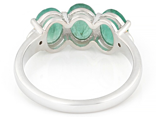 Pre-Owned 1.80ctw Zambian Emerald With 0.02ctw Lab Grown Diamond Rhodium & 18K Yellow Gold Over Silv - Size 8
