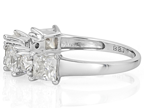 Pre-Owned Moissanite Fire® 1.78ctw DEW Square Princess Cut and Round Brilliant Platineve® Band Ring - Size 7