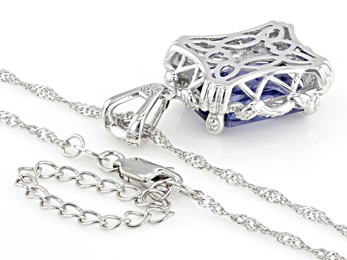 Pre-Owned Bella Luce® Esotica™ 14.22ctw Tanzanite And White Diamond Simulants Rhodium Over Silver Pe