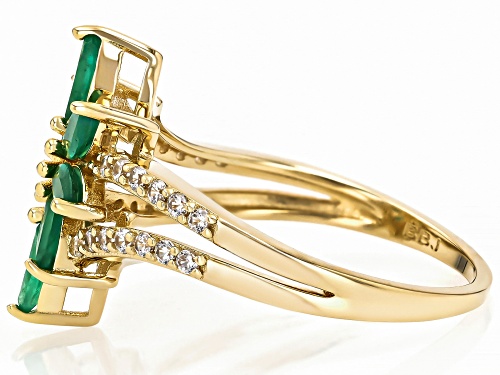 Pre-Owned 0.94ctw Sakota Emerald With 0.36ctw White Zircon 18k Yellow Gold Over Sterling Silver Ring - Size 7