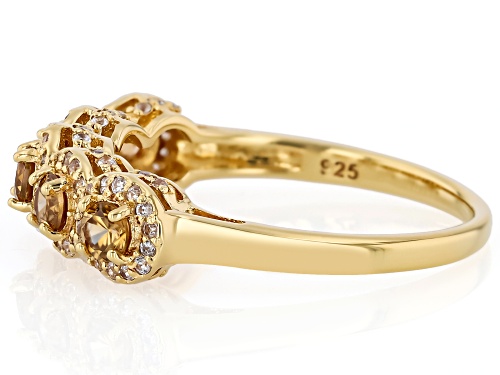 Pre-Owned 0.72ctw Imperial Zircon With 0.62ctw White Zircon 18k Yellow Gold Over Sterling Silver Rin - Size 9