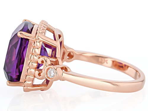 Pre-Owned 5.40ct African Amethyst with 0.05ctw Moissanite Fire® 18K Rose Gold Over Sterling Silver R - Size 7