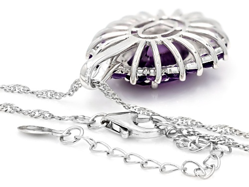Pre-Owned 6.00ctw Amethyst with 0.26ctw White Zircon Rhodium Over Sterling Silver Pendant With Chain