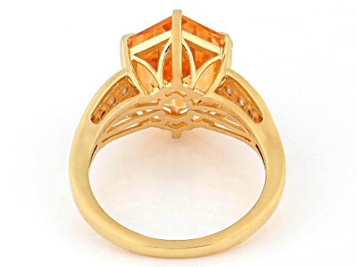 Pre-Owned 5.30ctw Mandarin Orange Topaz with 0.17ctw White Topaz 18K Yellow Gold Over Sterling Silve - Size 6