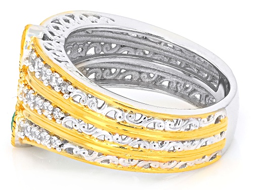 Pre-Owned 1.28ctw Dauphin Apatite With White Zircon Rhodium And 24k Gold Over Palladium Sterling Sil - Size 6