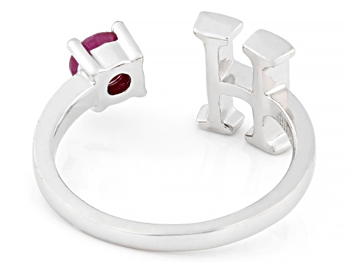 Pre-Owned 0.20ct Red Ruby Rhodium Over Sterling Silver Ring - Size 8