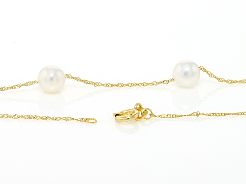 Pre-Owned 6-7mm White Cultured Freshwater Pearl 14k Yellow Gold Station Necklace - Size 18