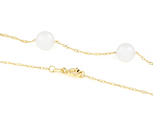 Pre-Owned 6-7mm White Cultured Freshwater Pearl 14k Yellow Gold Station 24 Inch Necklace - Size 24
