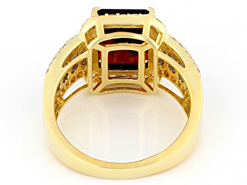 Pre-Owned 3.40ct Garnet with 0.54ctw Smoky Quartz & 0.34ctw White Zircon 18k Yellow Gold Over Silver - Size 10