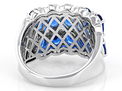 Pre-Owned 4.25ctw Lab Created Blue Spinel With 0.46ctw Lab Created White Sapphire Rhodium Over Brass - Size 8
