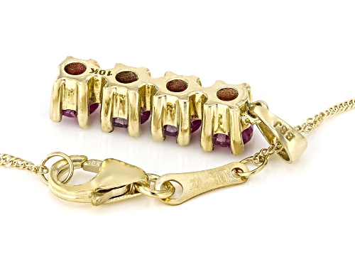 Pre-Owned 1.09ctw Ruby 10K Yellow Gold 4-Stone Pendant with Chain