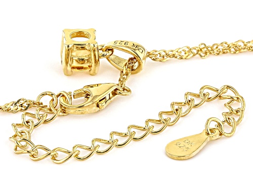 Pre-Owned 0.20ct Round Citrine 18k Yellow Gold Over Sterling Silver Children's Pendant with Chain