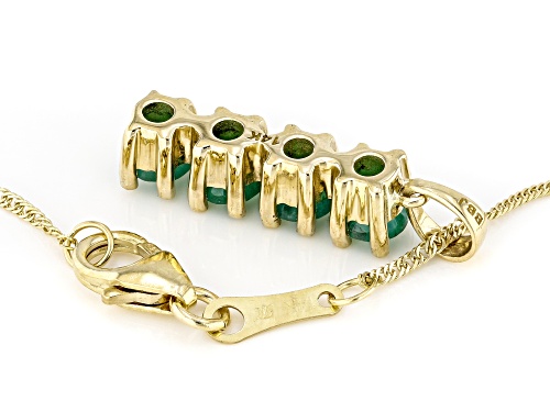 Pre-Owned 0.80ctw Emerald 14K Yellow Gold 4-Stone Pendant with Chain