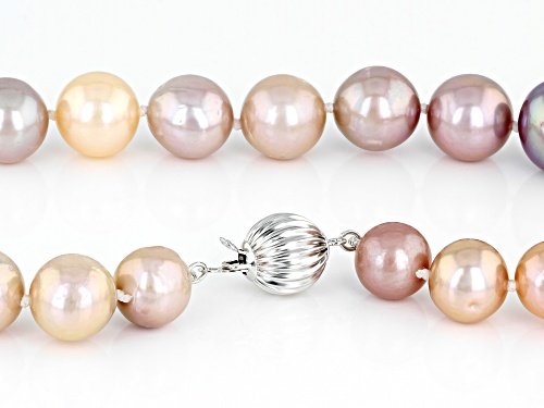 Pre-Owned Genusis™ 9-12mm Multi-Color Cultured Freshwater Pearl Rhodium Over Sterling Silver 20 Inch - Size 20