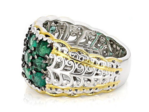 Pre-Owned 2.31ctw Grizzly Emerald Rhodium & 24k Yellow Gold Over Palladium Sterling Silver Ring - Size 10