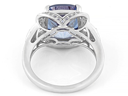 Pre-Owned 5.52ct Butterfly Blue Topaz with 0.49ctw White Topaz Rhodium Over Sterling Silver Ring - Size 8