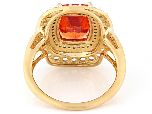 Pre-Owned 3.38ctw Lab Sunset Sapphire With 0.79ctw Lab White Sapphire 18k Yellow Gold Over Silver Ri - Size 8