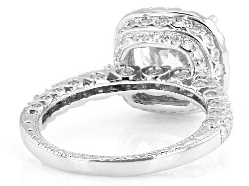 Pre-Owned MOISSANITE FIRE® 5.04CTW DEW SQUARE CUSHOIN AND ROUND PLATINEVE® RING - Size 7