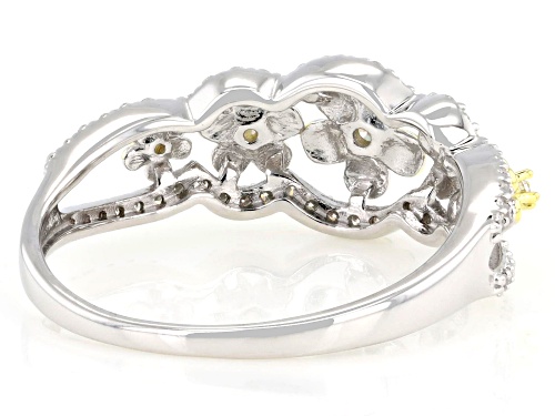 Pre-Owned MOISSANITE FIRE® 0.64CTW DEW ROUND PLATINEVE® AND 14K YELLOW GOLD OVER SILVER RING - Size 5