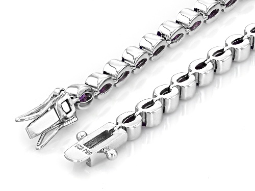 Pre-Owned 8.38ctw Oval African Amethyst Rhodium Over Sterling Silver Tennis Bracelet - Size 7.25