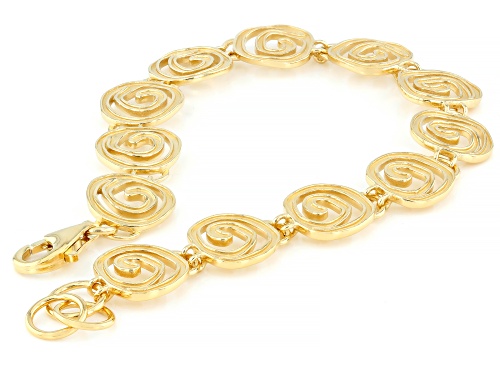 Pre-Owned Artisan Collection of Israel™ 14K Gold Over Sterling Silver Spiral Station Bracelet - Size 7.5
