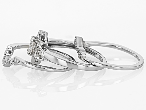 Pre-Owned MOISSANITE FIRE® .96CTW DEW ROUND BRILLIANT PLATINEVE® RING WITH TWO BANDS - Size 8