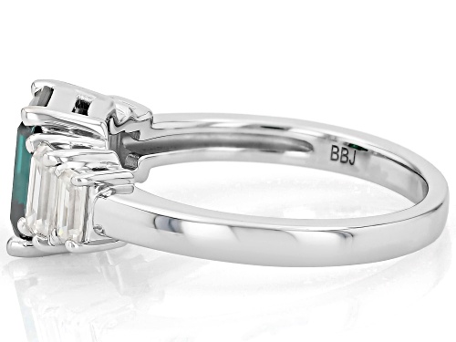 Pre-Owned MOISSANITE FIRE® AND GREEN MOISSANITE 2.49CTW DEW EMERALD CUT PLATINEVE® RING - Size 5