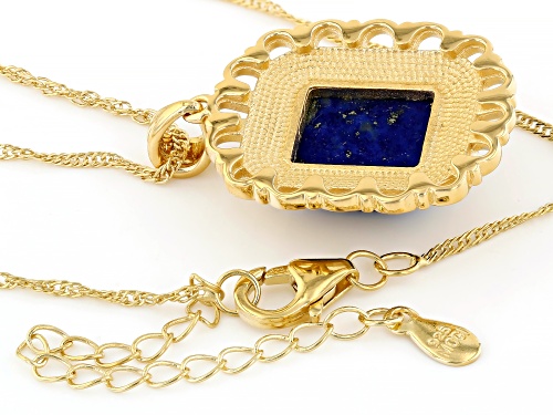Pre-Owned 12x10mm Lapis Lazuli 18k Yellow Gold Over Sterling Silver Pendant With Chain