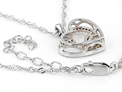 Pre-Owned MOISSANITE FIRE(R) .52CTW DEW ROUND PLATINEVE(R) TWO TONE HEART PENDANT & 18 INCH SINGAPOR