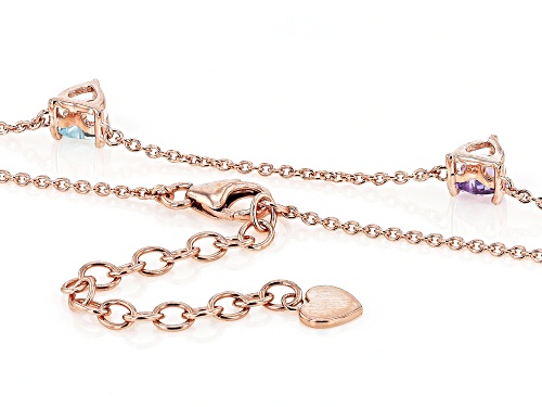Pre-Owned 2.02ctw Heart Shape Multi-Gemstone 18k Rose Gold Over Sterling Silver Station Necklace - Size 18