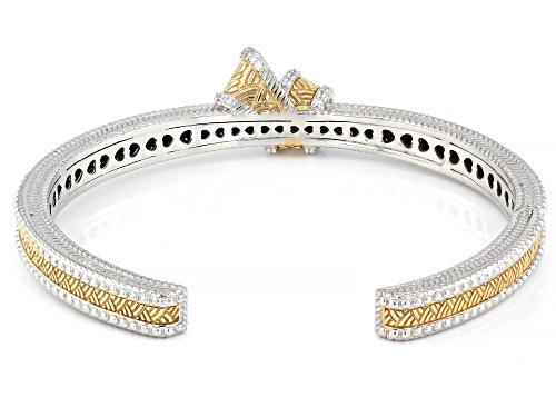Pre-Owned Judith Ripka 1.99ctw Bella Luce® Rhodium and 14k Yellow Gold Clad Harmony Two-Tone Bow Tie - Size 6.75