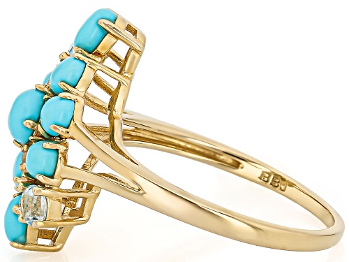 Pre-Owned Sleeping Beauty Turquoise With 0.36ctw White & Glacier Topaz (TM) 18k Yellow Gold Over Sil - Size 7