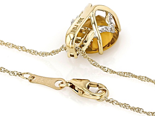 Pre-Owned 3.50ct Yellow Beryl, 0.11ctw Yellow Sapphire, 0.04ctw White Diamond 10k Yellow Gold Pendan